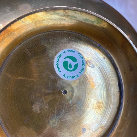 Archana Handicrafts Brass Cloisonné Painted Enamel Birds in Pond Decorative Bowl - Picture 10 of 10